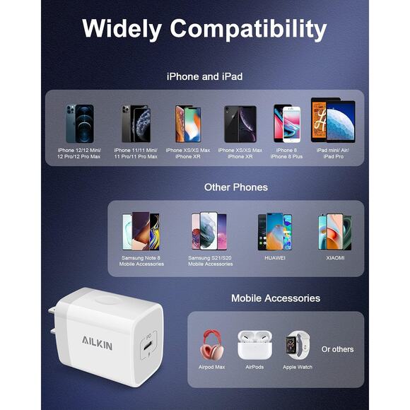 Ailkin USB-C PD 20W Power Adapter - White - Picture 9 of 9